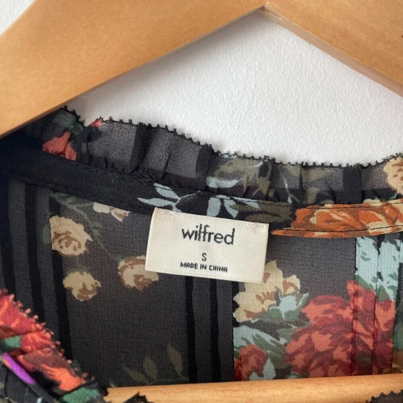 Aritzia Wilfred Chiffon Blouse Black Floral Size Small - Picture 4 of 6